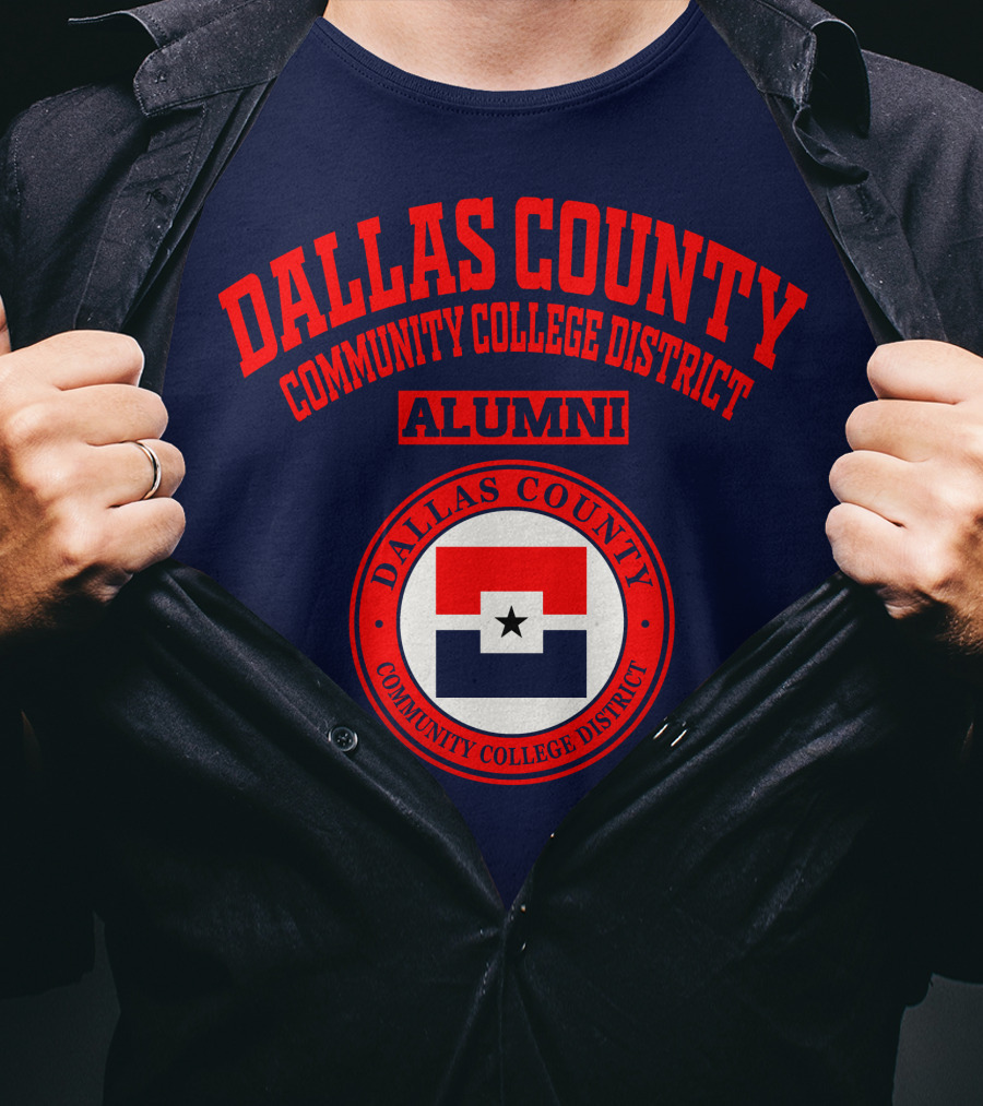 Dallas County Community College District Alumni Red And Navy Star Emblem T-Shirt
