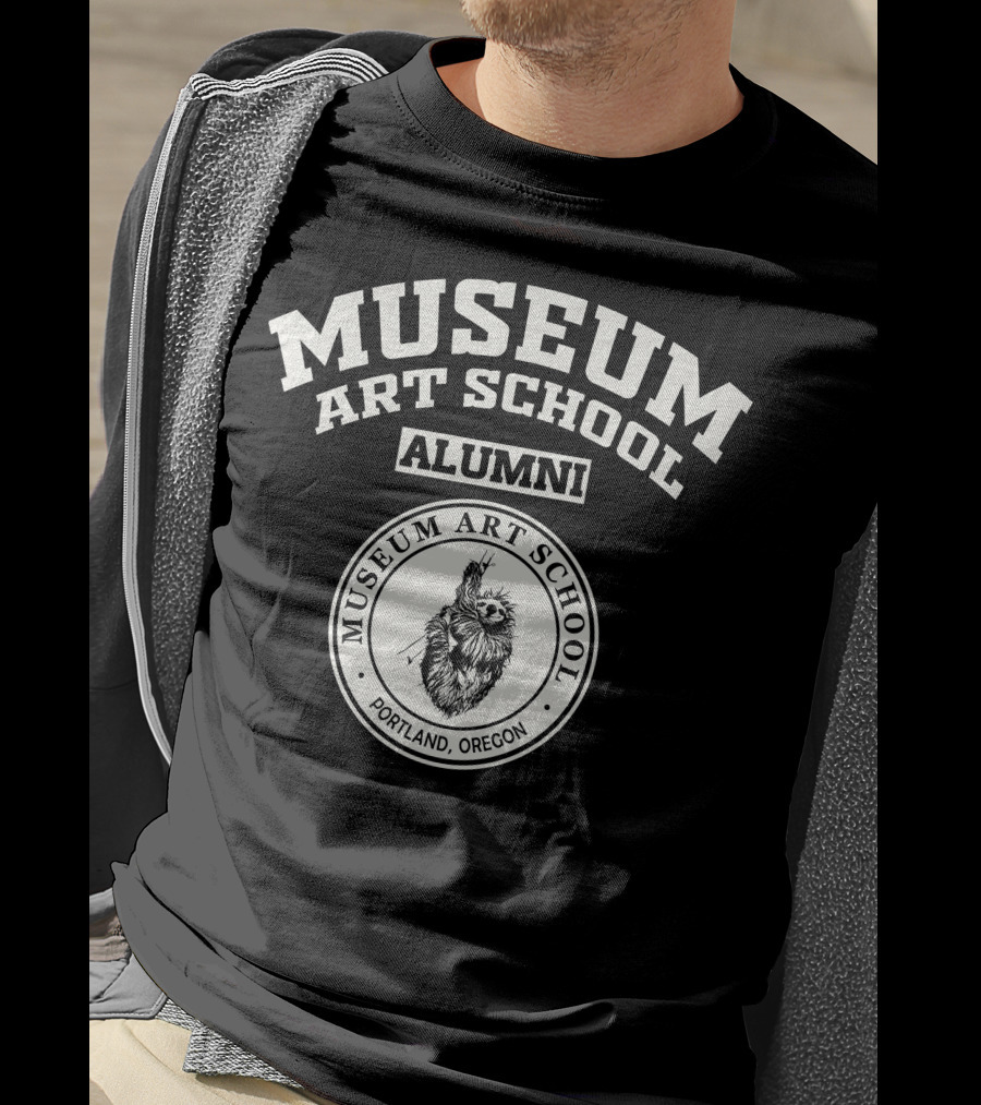 Museum Art School Alumni Portland Oregon Sloth Emblem T-Shirt