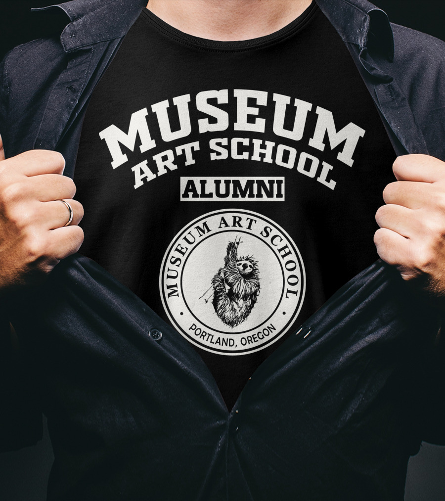 Museum Art School Alumni Portland Oregon Sloth Emblem T-Shirt