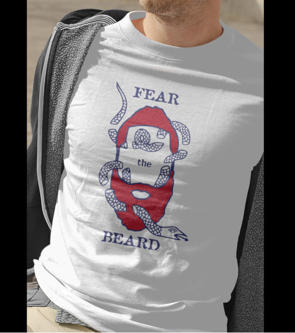 Fear The Beard Snake Pattern Red And Blue T-Shirt