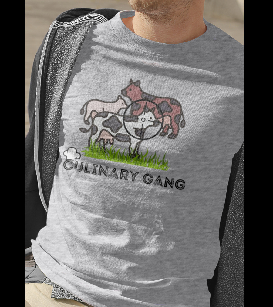 Culinary Gang Cow Trio Targeting Humor T-Shirt