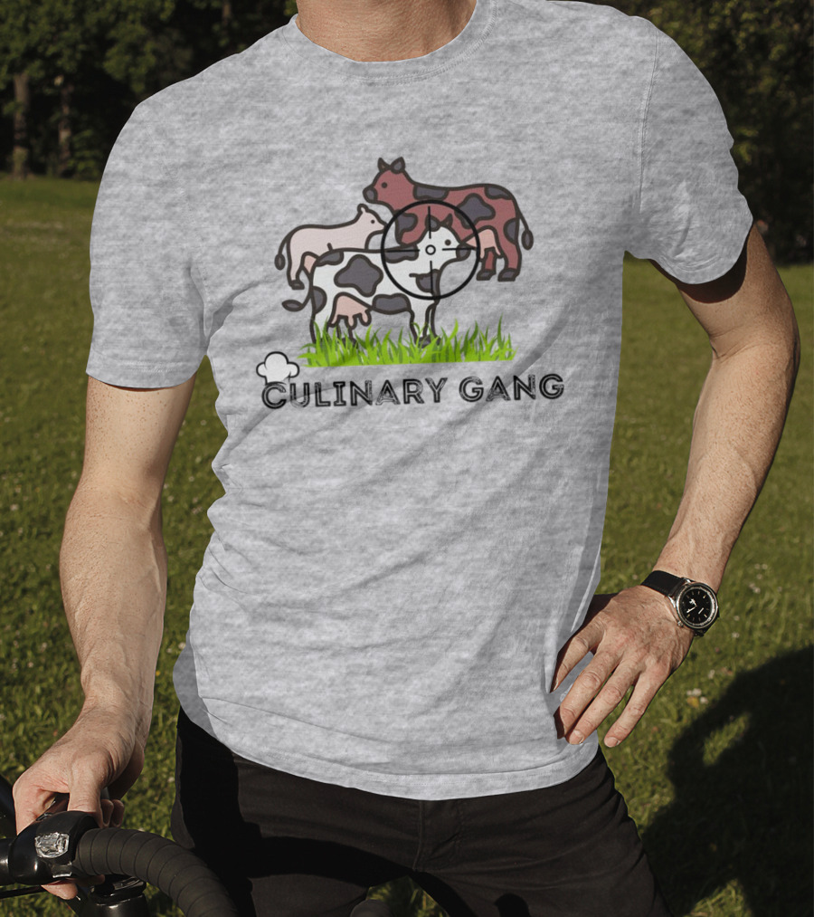 Culinary Gang Cow Trio Targeting Humor T-Shirt