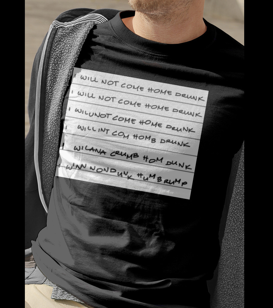 I Will Not Come Home Drunk Repeatedly Scribbled WILNOTCOMEHOME WILNACRUMB T-Shirt