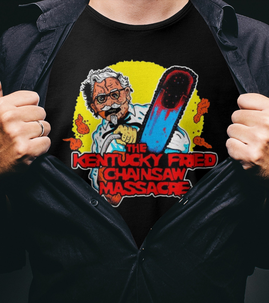 Colonel Sanders Chainsaw Parody Horror Crossover T-Shirt