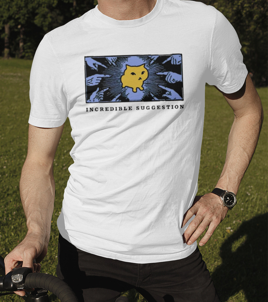 Incredible Suggestion Yellow Cat Surrounded By Pointing Fingers T-Shirt