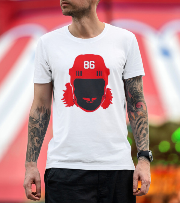 Premium T-Shirt: Spittin Chiclets Nj 86 Hockey Helmet T-Shirt Spittin Chiclets Nj 86 Hockey Helmet T-Shirt