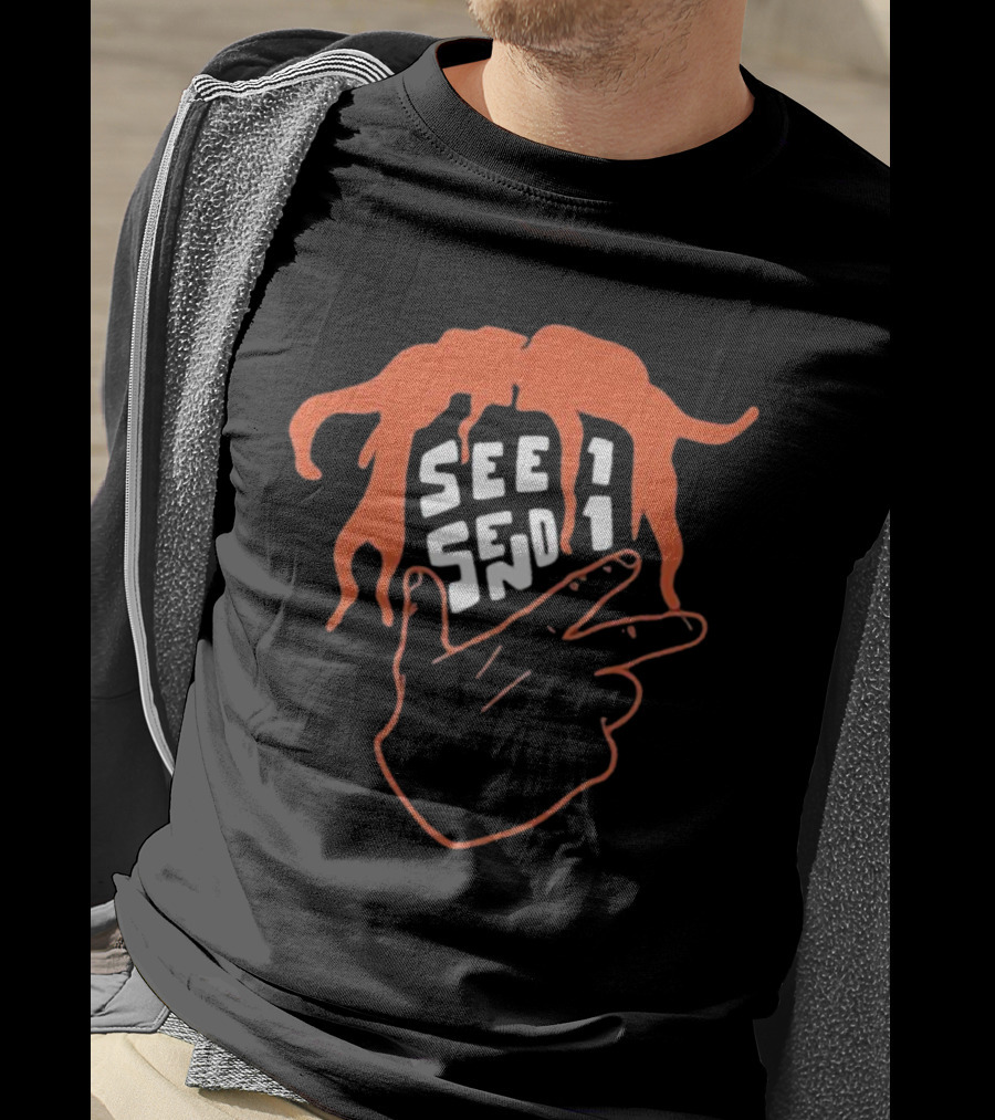 See 1 Send 1 Hand Gesture With Orange Hair T-Shirt