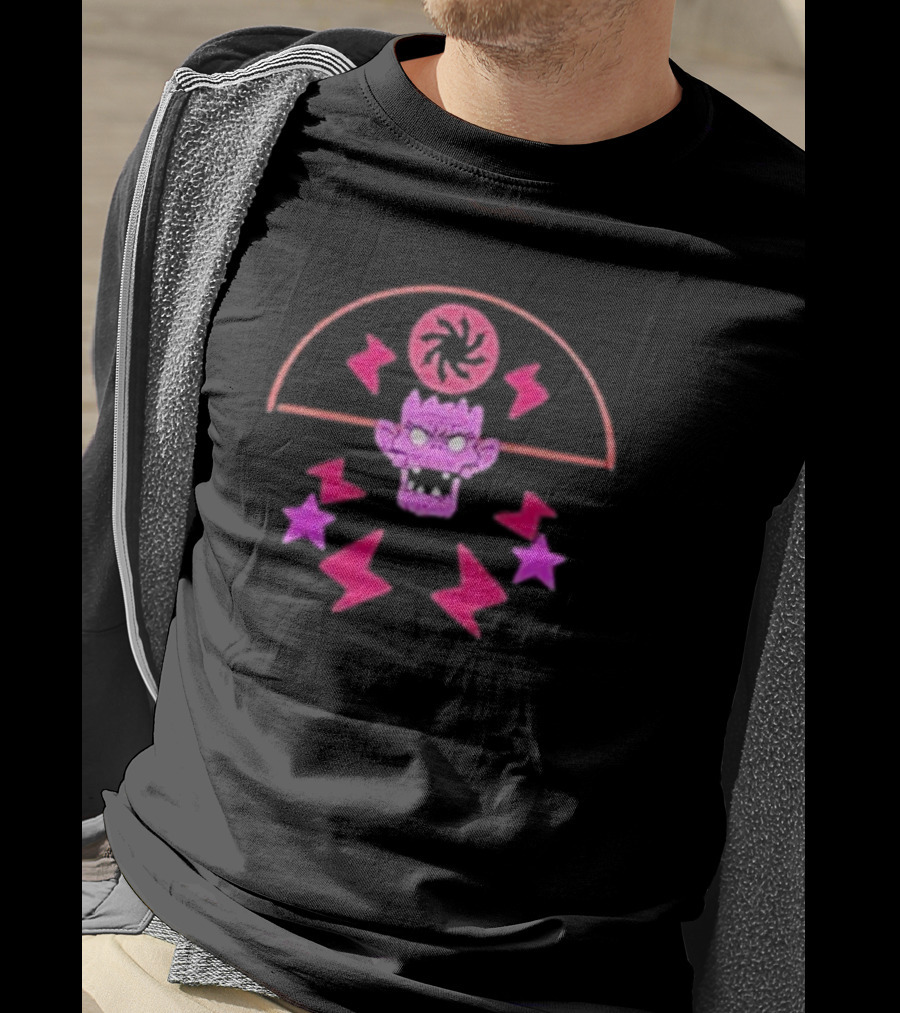 Gorillaz Merch Pink Cult Symbol Stars Lightning T-Shirt