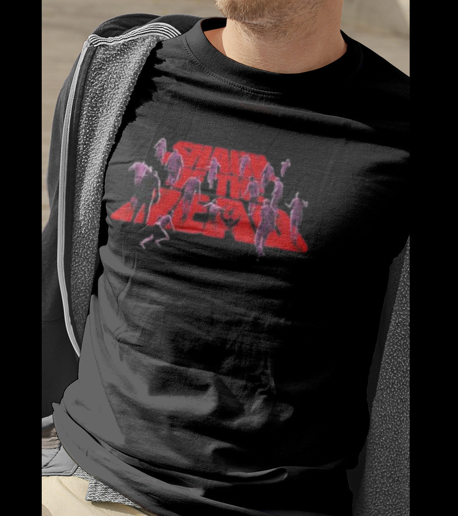 Shaun Of The Dead Zombie Horde Red Lettering T-Shirt