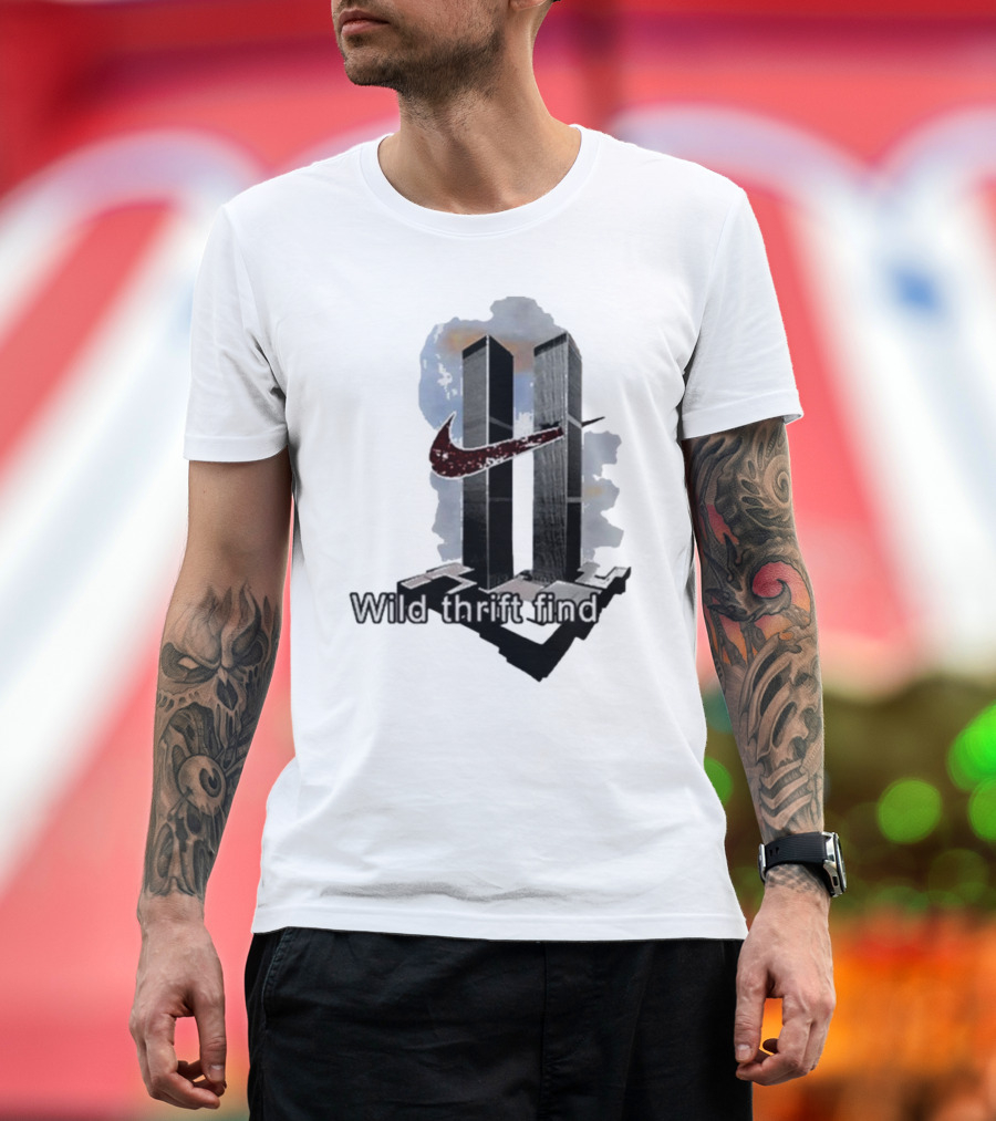 Wild Thrift Find Twin Towers Swoosh T-Shirt