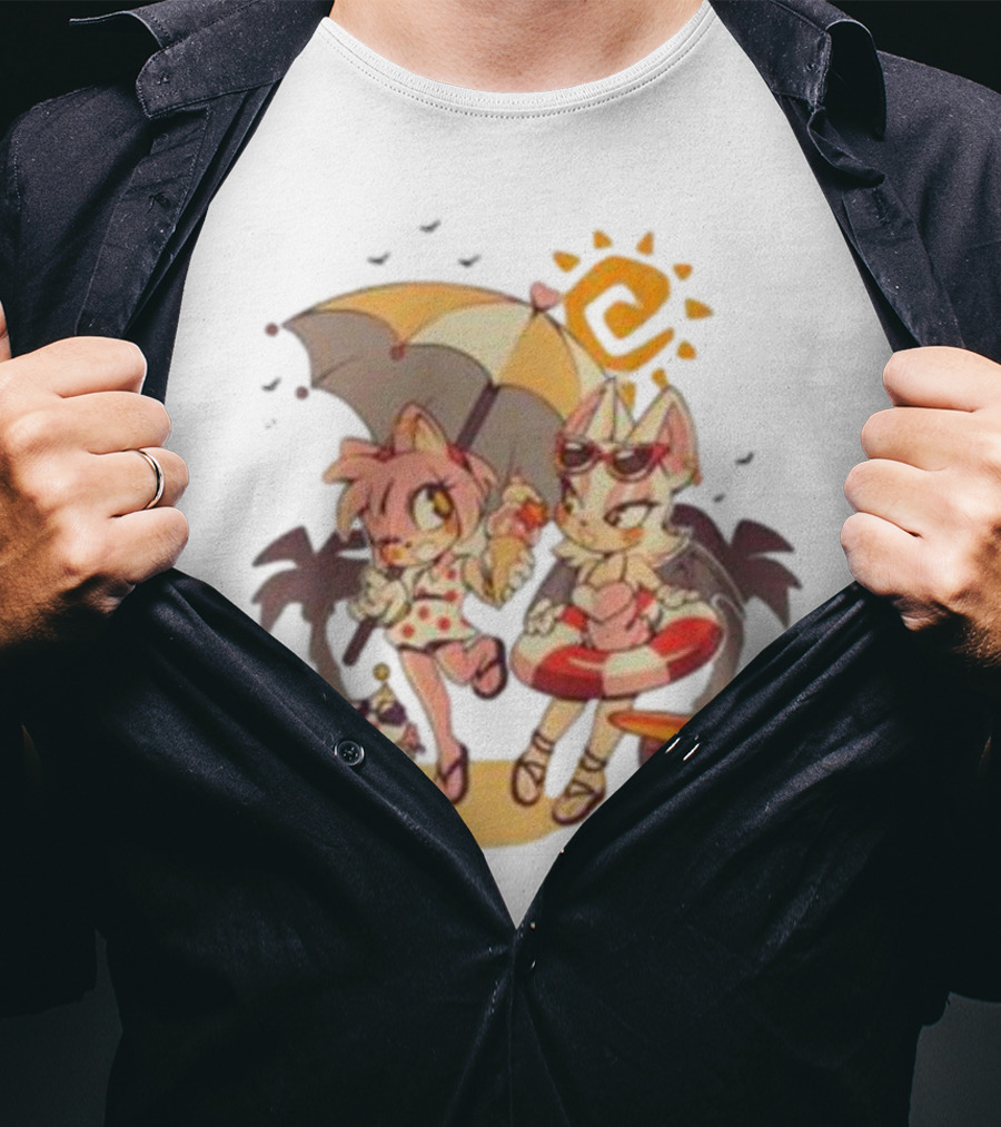 The Yetee Merch Door Into Summer With Cute Beach Characters And Umbrella T-Shirt