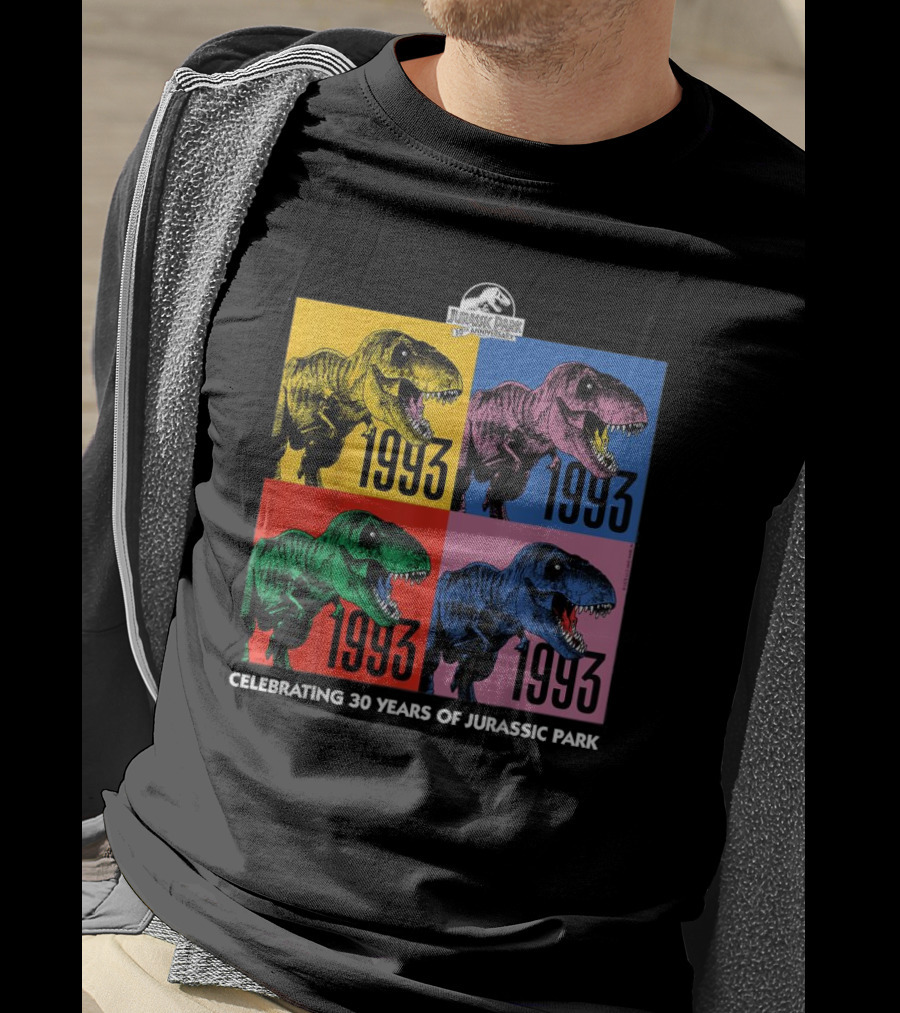 30 Years Of Jurassic Park 1993 Pop Art Dinosaur T-Shirt