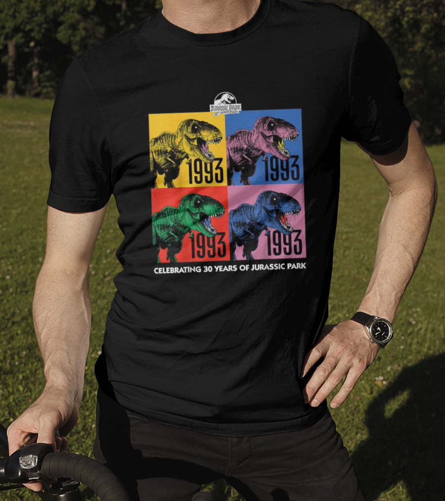 30 Years Of Jurassic Park 1993 Pop Art Dinosaur T-Shirt