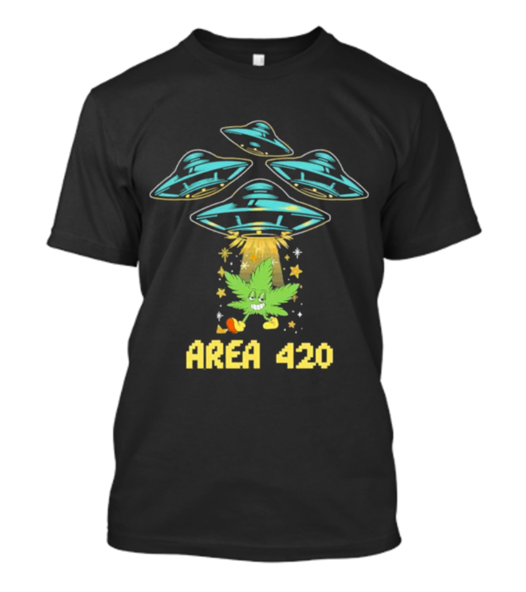 Area 420 UFO Weed Leaf Extraterrestrial Vibe T-Shirt