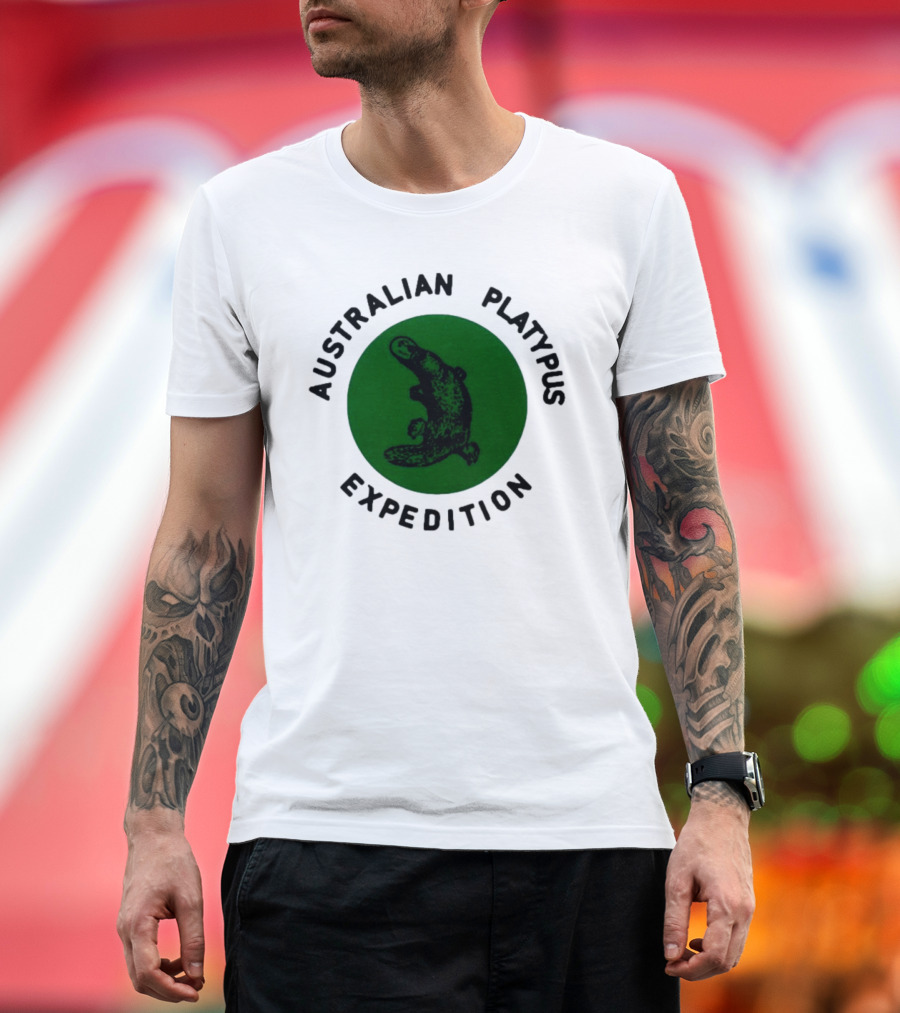 Australian Platypus Expedition Black Circle with Green Interior T-Shirt