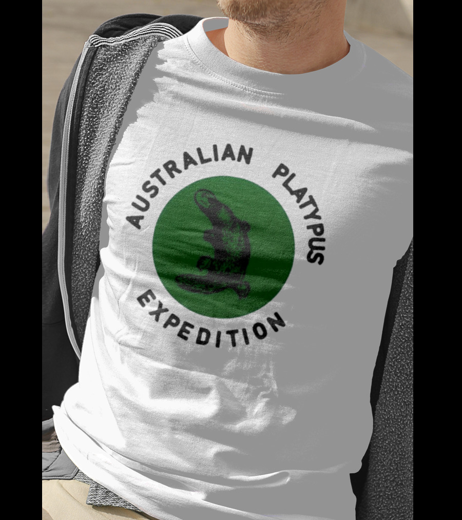 Australian Platypus Expedition Black Circle With Green Interior T-Shirt