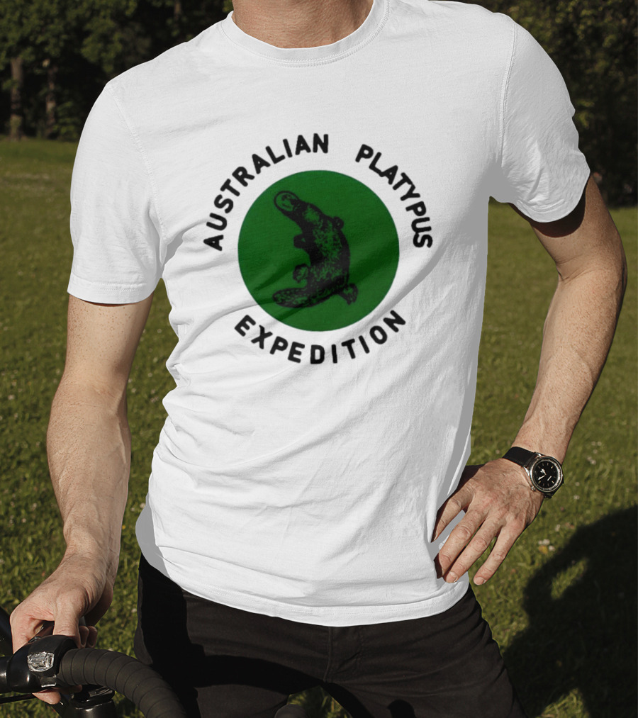 Australian Platypus Expedition Black Circle With Green Interior T-Shirt