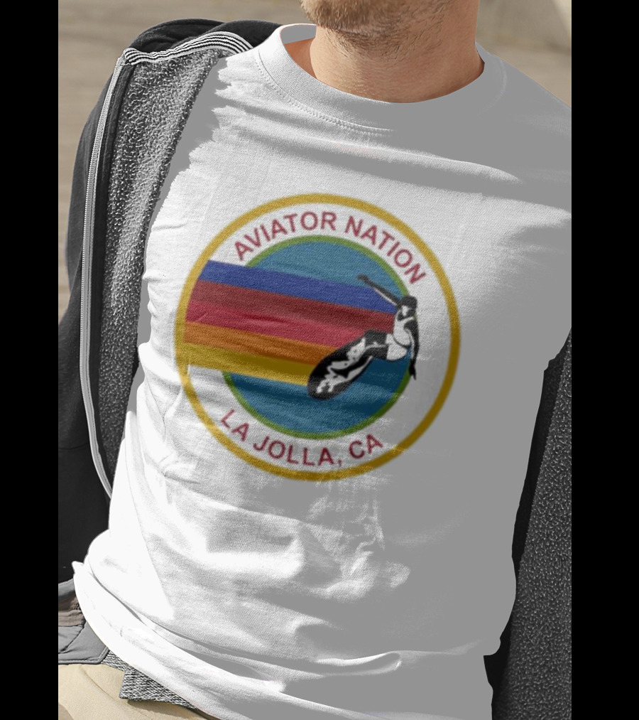 Aviator Nation La Jolla CA Surfing Rainbow T-Shirt