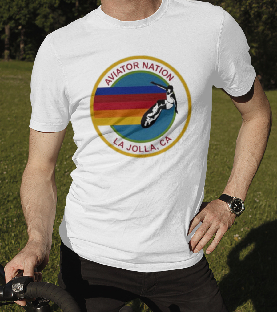 Aviator Nation La Jolla CA Surfing Rainbow T-Shirt