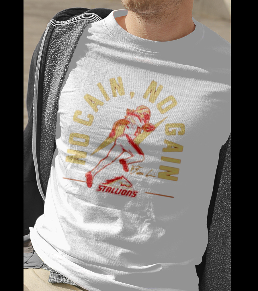 No Cain No Gain Birmingham Stallions Deon Cain T-Shirt