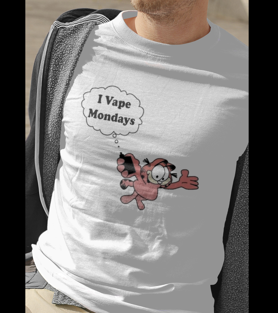 Garfield I Vape Mondays Comic Style Humor T-Shirt