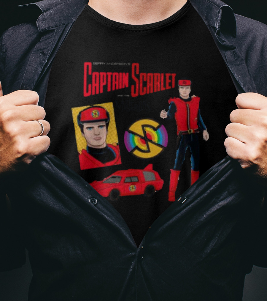 Gerry Anderson's Captain Scarlet And The Mysterons Iconic Character And Vehicle Montage T-Shirt