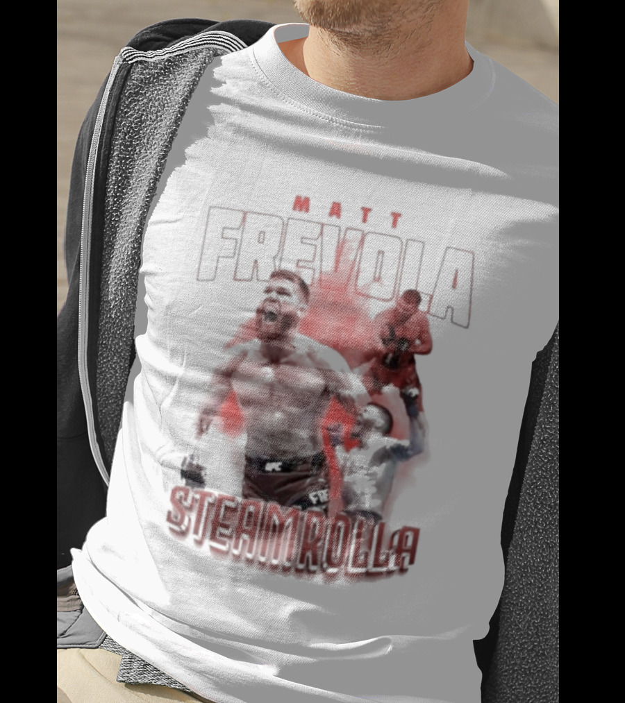 MATT FREVOLA STEAMROLLA Fiery MMA Fighter Action Scene T-Shirt
