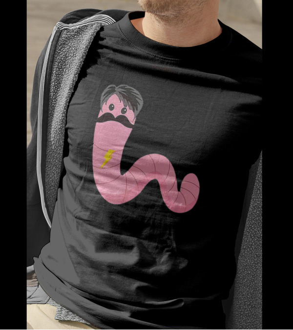 Worm With A Mustache James Tom Ariana Reality Lightning Bolt T-Shirt