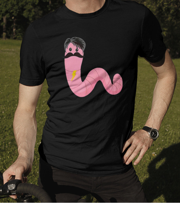 Worm With A Mustache James Tom Ariana Reality Lightning Bolt T-Shirt