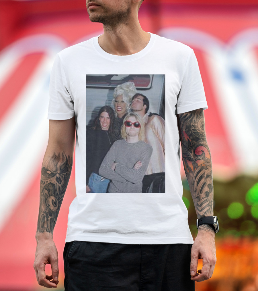 Rupaul with Nirvana Members Dave Grohl Kurt Cobain Krist Novoselic T-Shirt
