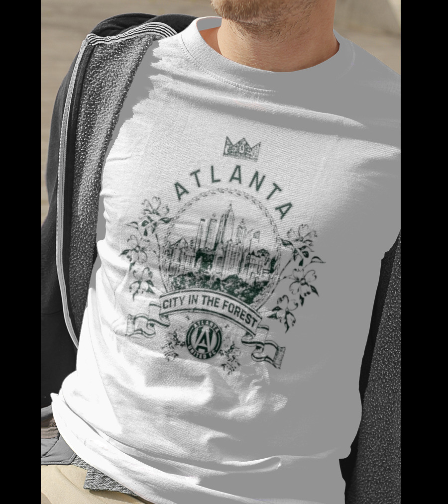 Atlanta City In The Forest Men’s Atlanta United FC Mitchell And Ness White Canopy T-Shirt