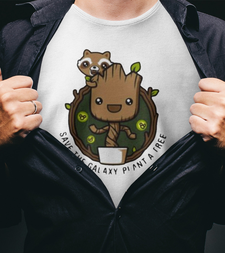 Save The Galaxy Plant A Tree Chibi Guardians Of The Galaxy T-Shirt