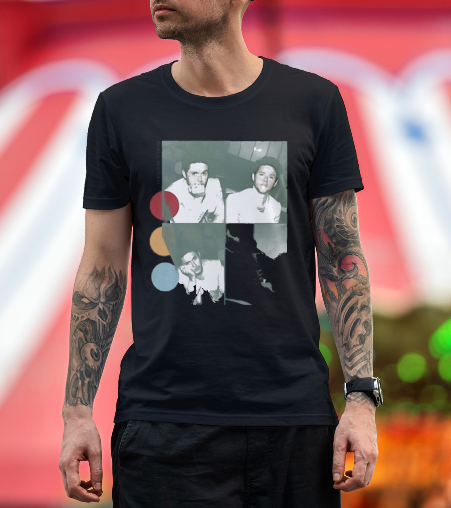 Niall Horan Hello Lovers The Show Photo Collage with Red Yellow Blue Circles T-Shirt