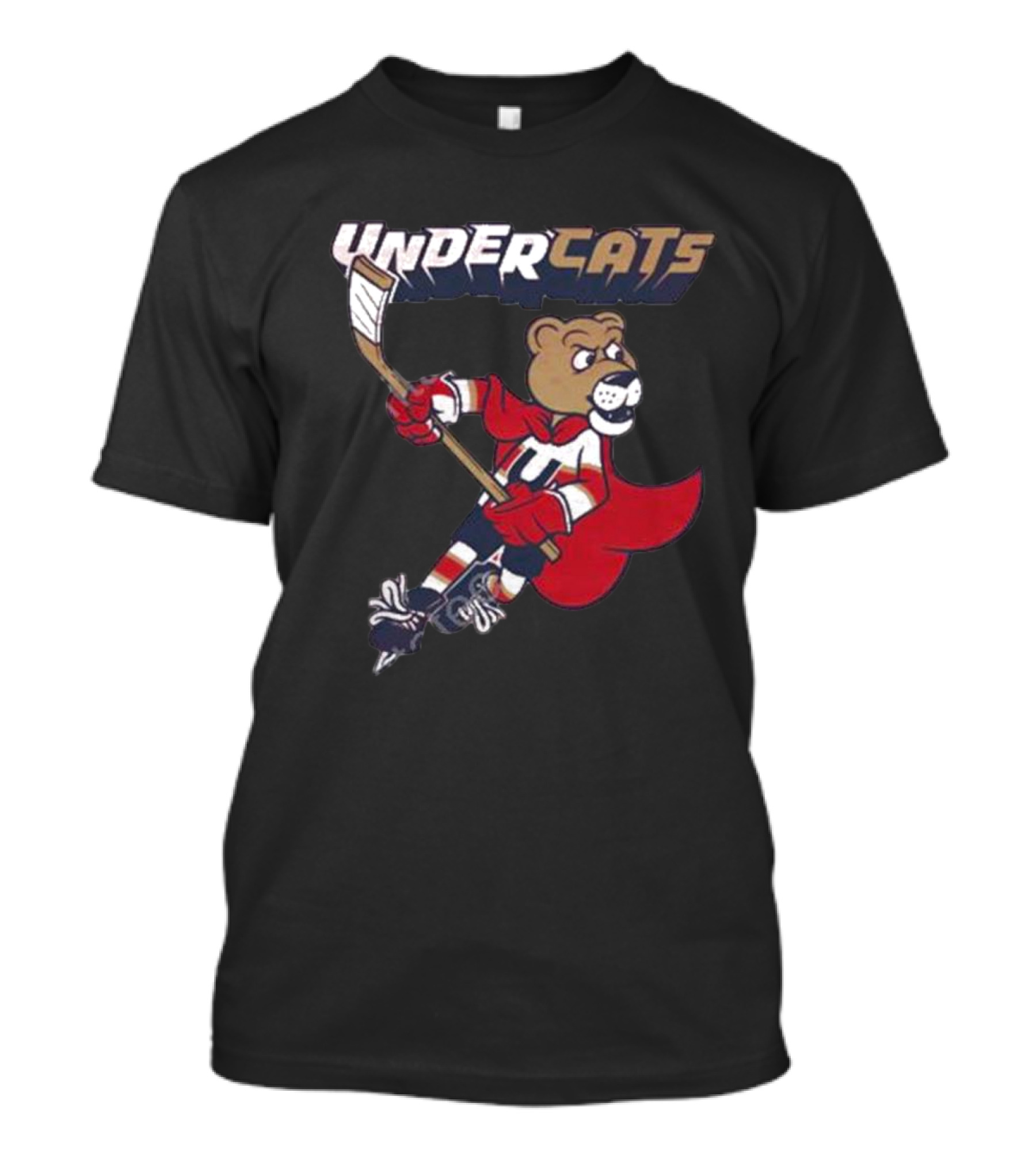 Undercats Bear Hockey Player With Cape T-Shirt