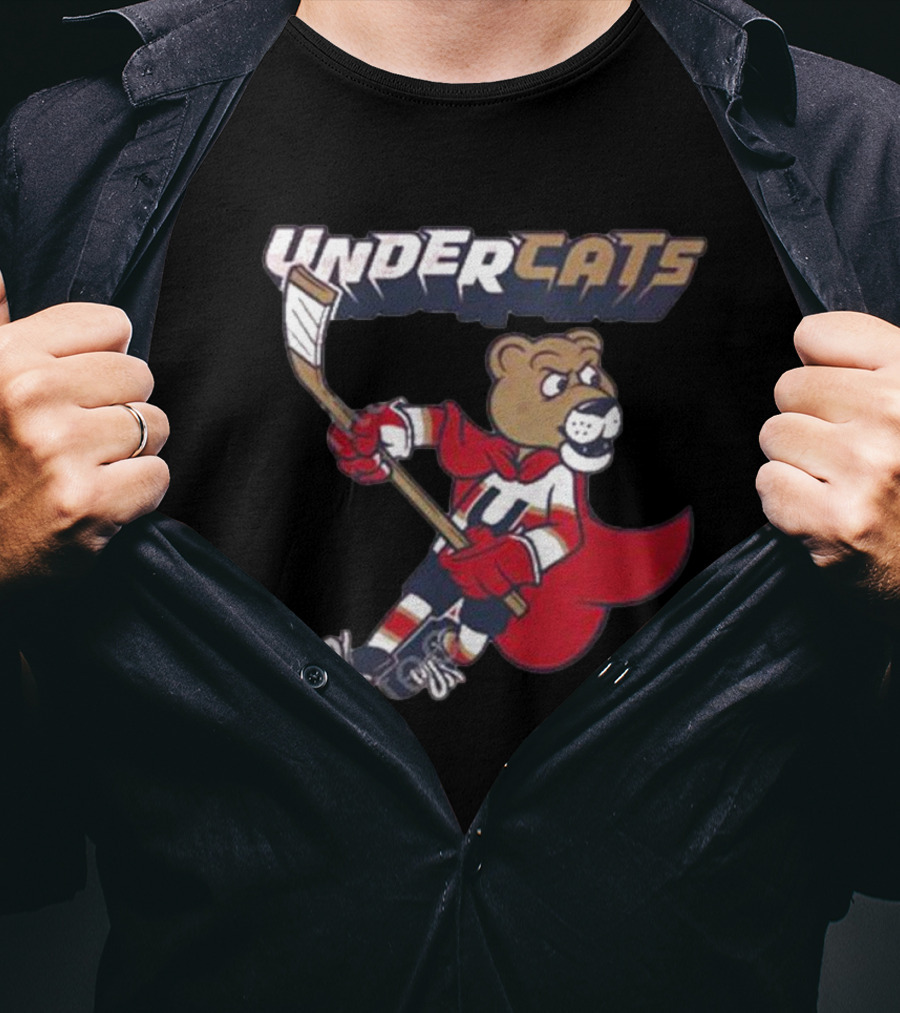 Undercats Bear Hockey Player With Cape T-Shirt