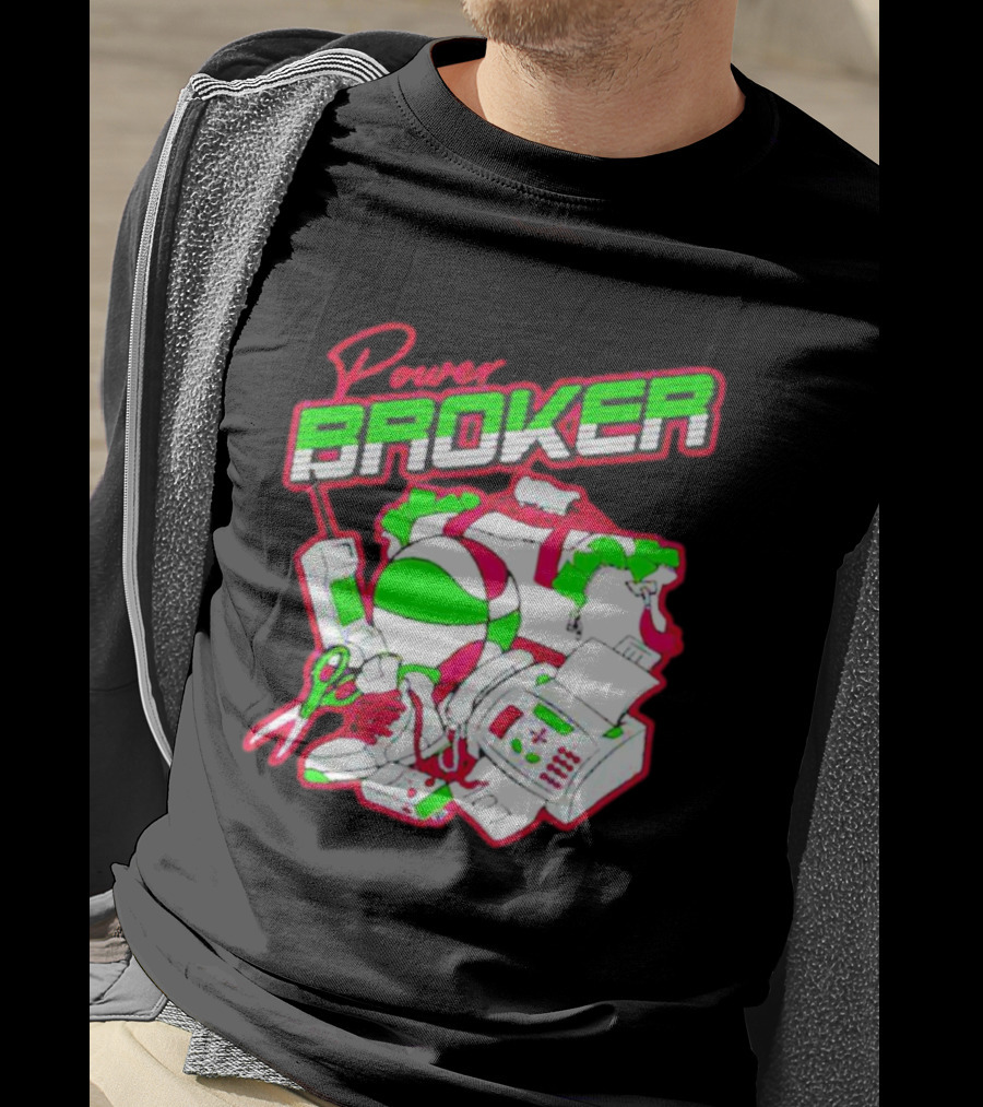 Power Broker Retro Tech And Sports Collage T-Shirt