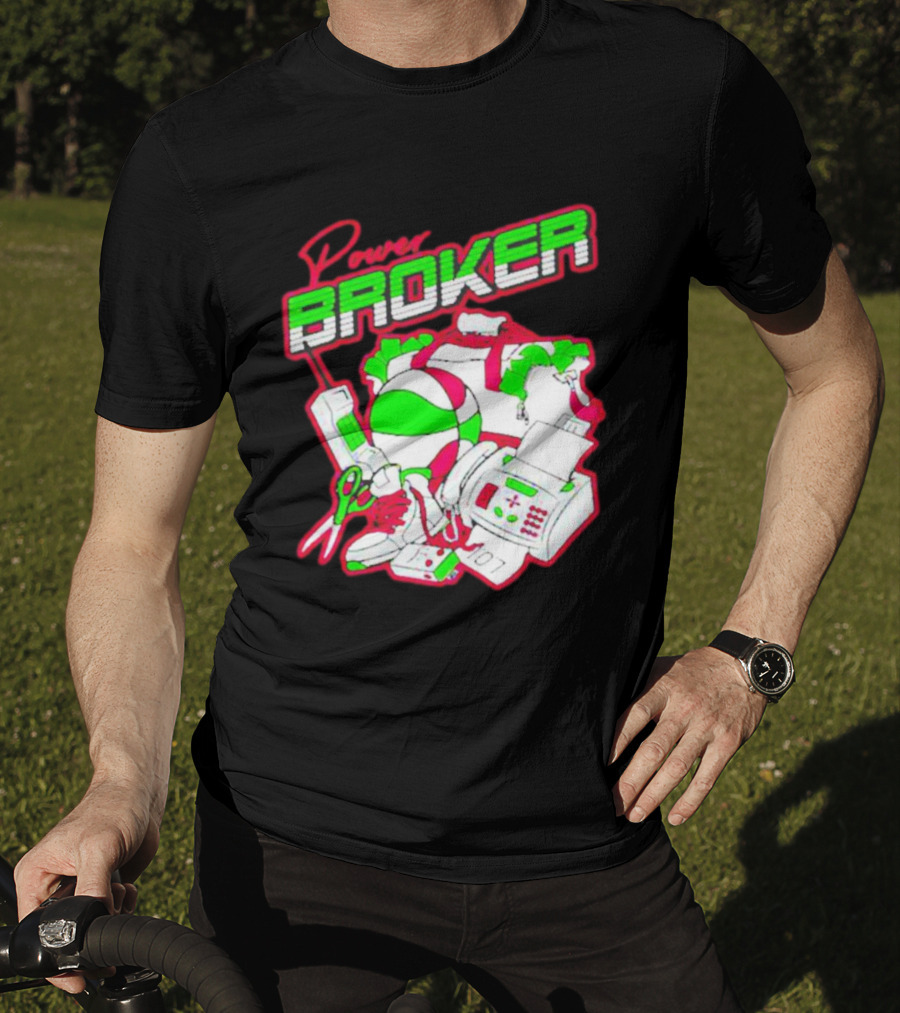 Power Broker Retro Tech And Sports Collage T-Shirt
