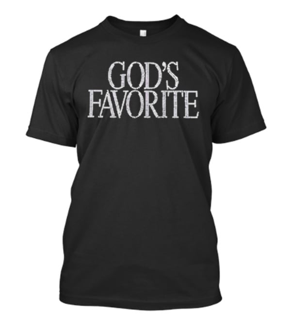 GOD'S FAVORITE Rhinestone Embellished Text T-Shirt