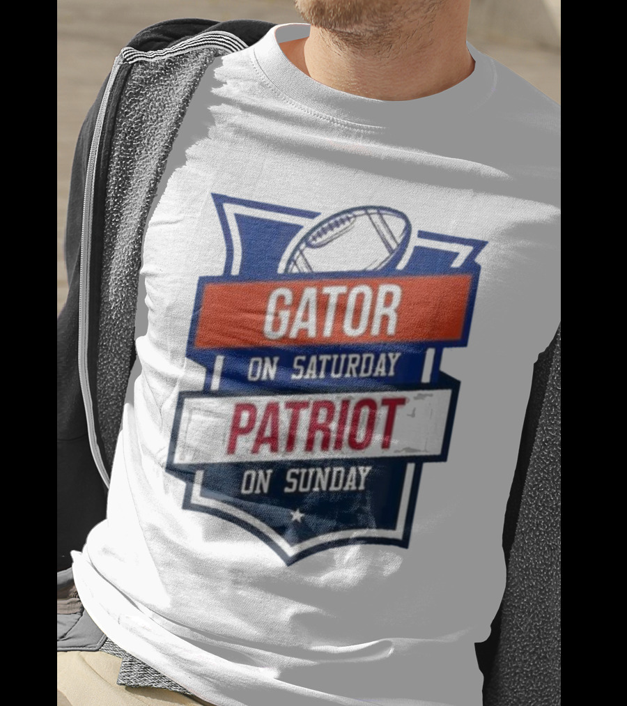 Gator On Saturday Patriot On Sunday Football Badge T-Shirt