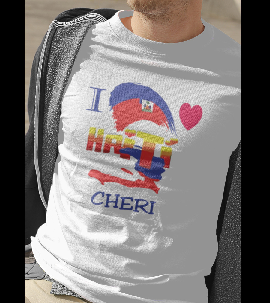 I Love Haiti Cheri Haitian Flag Heart T-Shirt