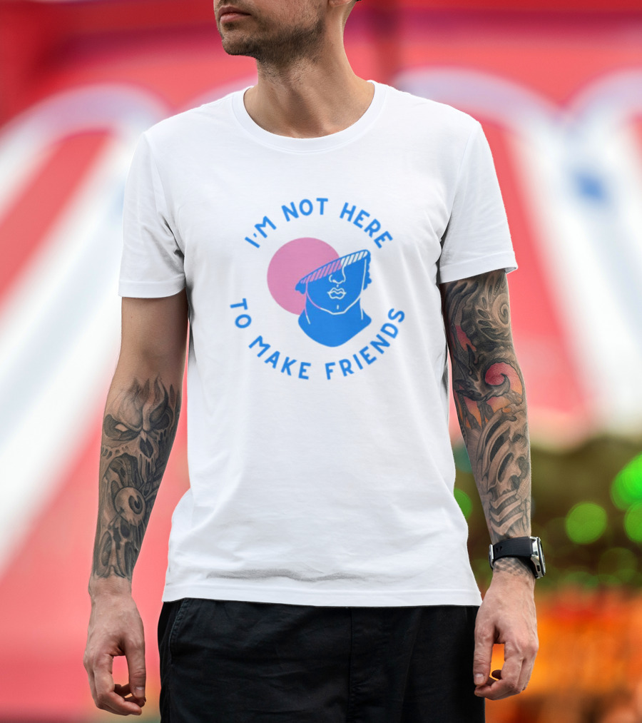 I’m Not Here To Make Friends Sam Smith Blue Pink Bust Sunglasses T-Shirt