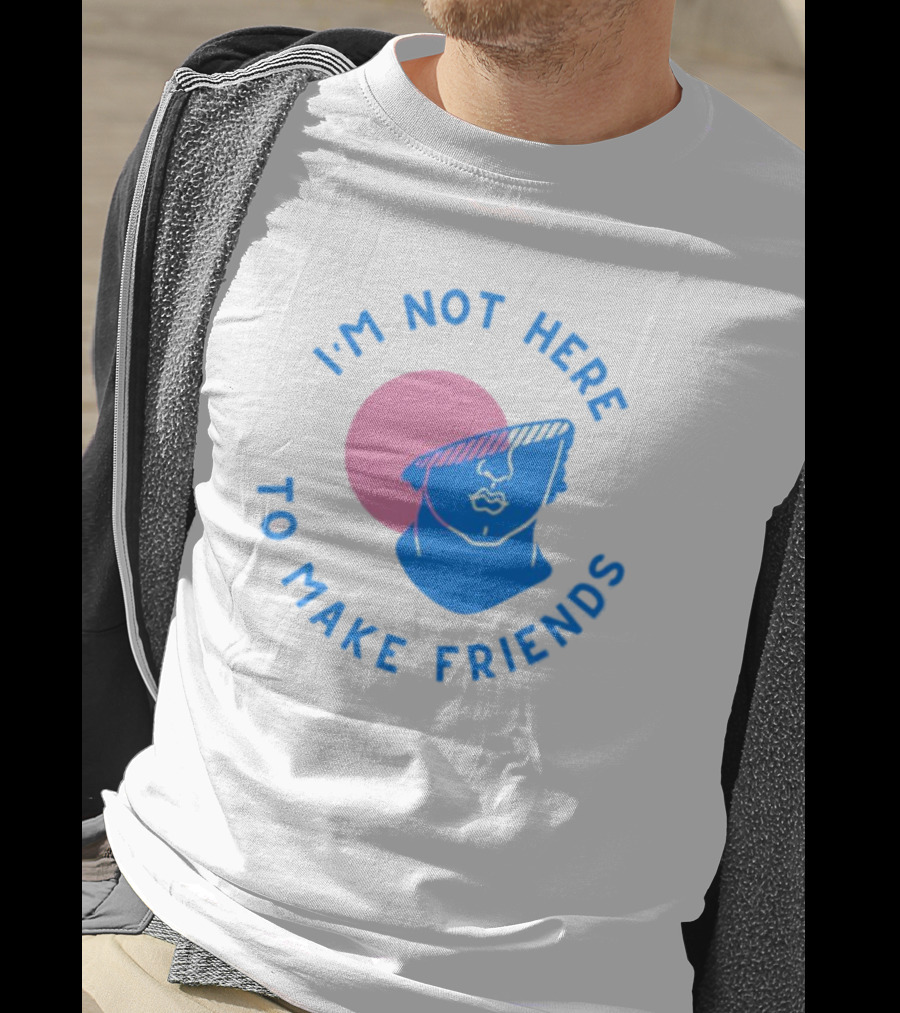 I’m Not Here To Make Friends Sam Smith Blue Pink Bust Sunglasses T-Shirt