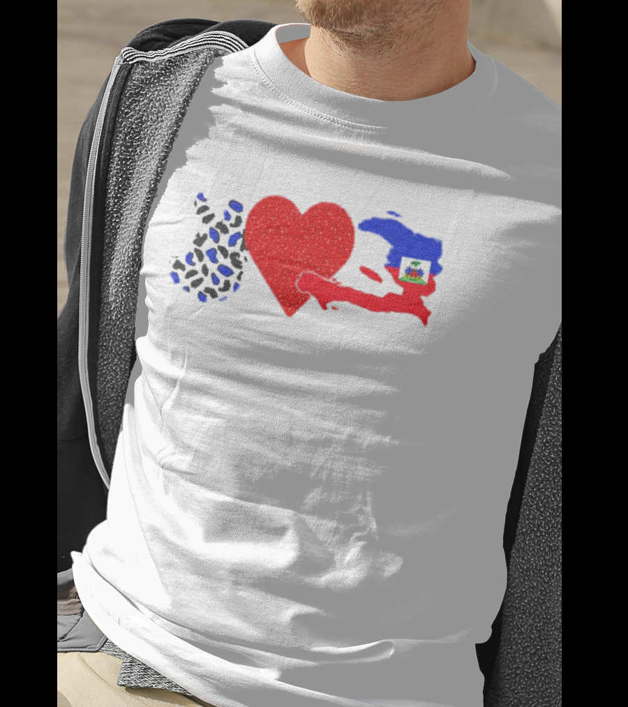 Peace Love Haiti Flag Haitian Heritage Pride T-Shirt