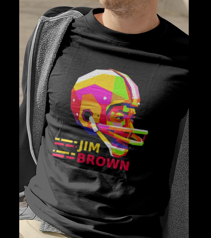 Jim Brown Vibrant Helmet Portrait Pop T-Shirt