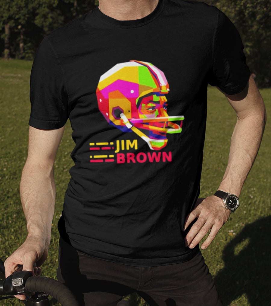 Jim Brown Vibrant Helmet Portrait Pop T-Shirt