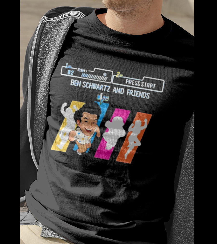 Ben Schwartz And Friends One Up Press Start Retro Gaming T-Shirt