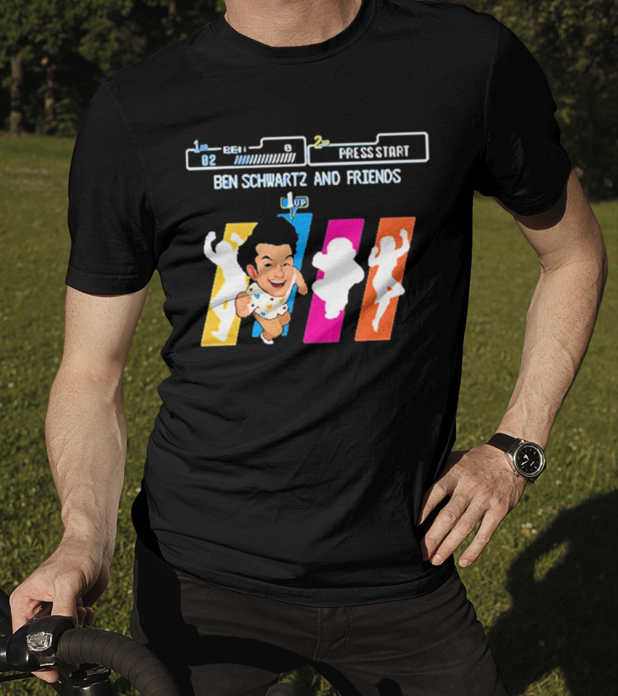 Ben Schwartz And Friends One Up Press Start Retro Gaming T-Shirt