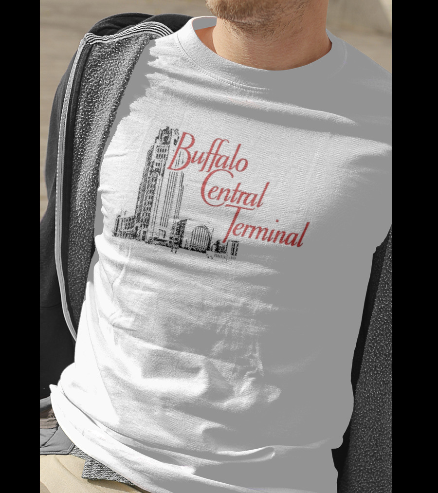 Buffalo Central Terminal Architectural Sketch With Stylized Red T-Shirt