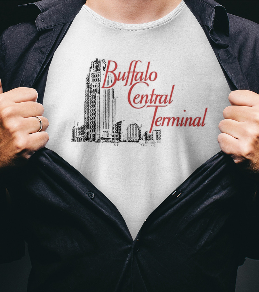 Buffalo Central Terminal Architectural Sketch With Stylized Red T-Shirt