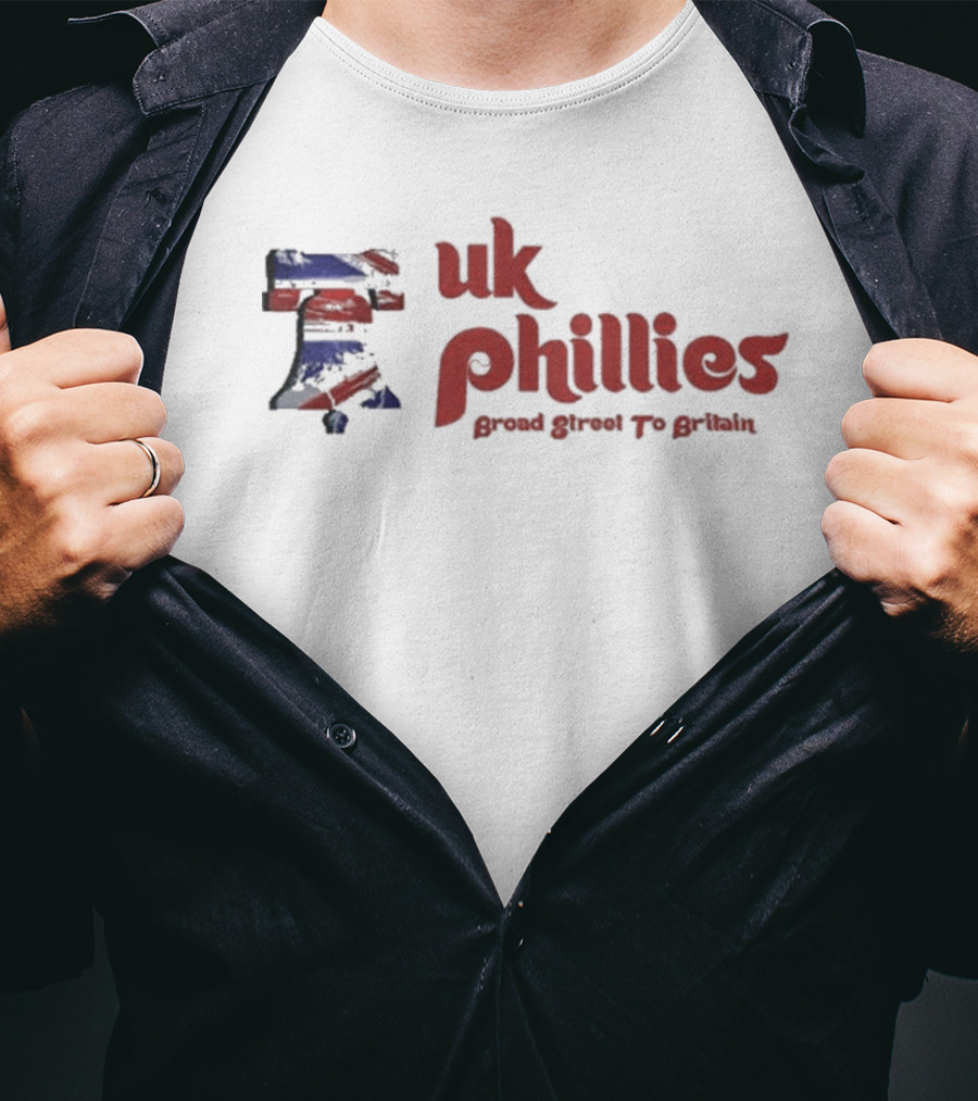 Uk Phillies Broad Street To Britain Union Jack Liberty Bell T-Shirt